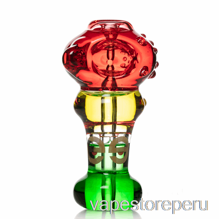 Vape Smoke Cheech Glass Triple Cuchara Congelable Pipa De Mano Rojo / Amarillo / Verde